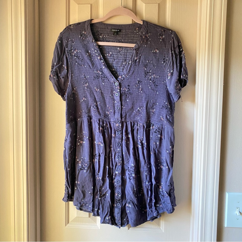 Torrid Floral Short Sleeve Blouse, sz 1
